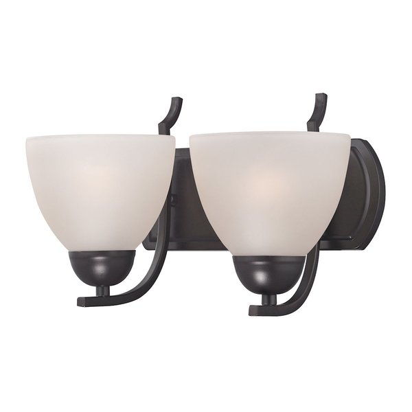 Thomas Kingston 2Light Vanity Light in Oil Rubbed Bronze with White Glass 1452BB/10